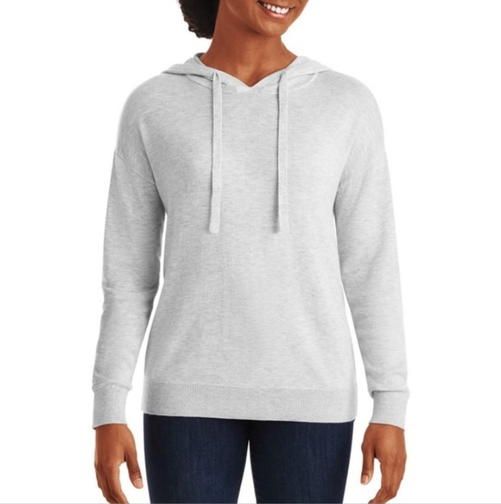 Gray Cashmere Blend Hoodie Sweater XL